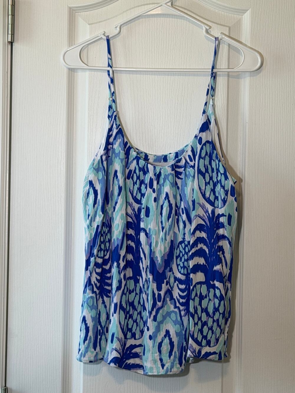 Lilly Pulitzer Serene Blue Call Me Sleeveless Tank Top Sz Large